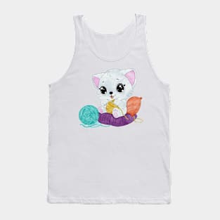 Cute knitting cat Tank Top